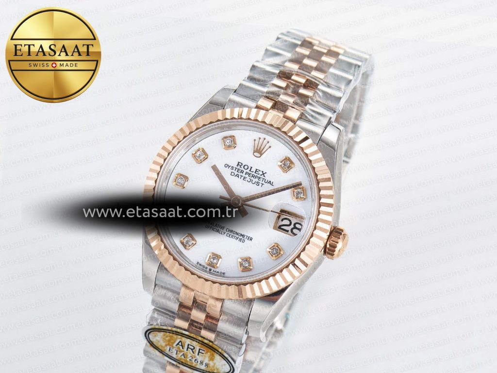 datejust 31 278271 arf 11 best edition 904l steel white mop diamonds dial on ss rg jubilee bracelet eta 26881
