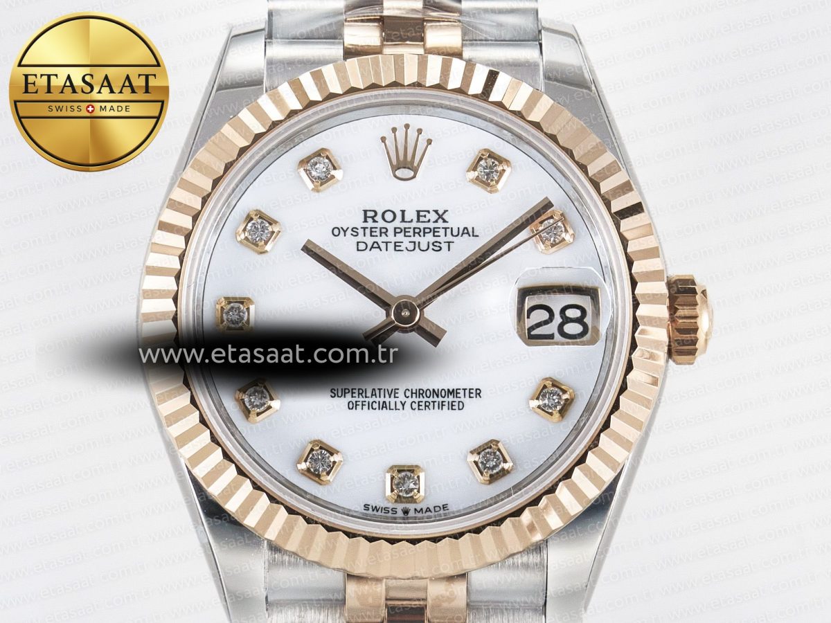 Rolex DateJust 31 278271 ARF 1:1 Best Edition 904L Steel White MOP Diamonds Dial on SS/RG Jubilee Bracelet ETA 2688 - Görsel 4