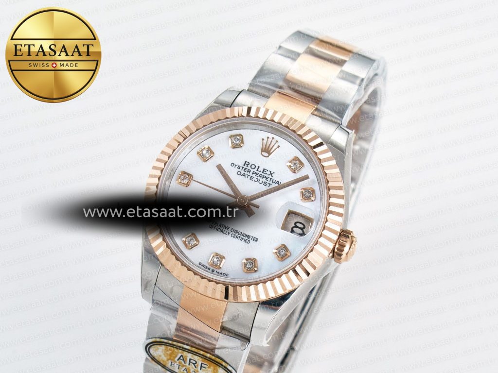 datejust 31 278271 arf 11 best edition 904l steel white mop diamonds dial on ss rg oyster bracelet eta 26882