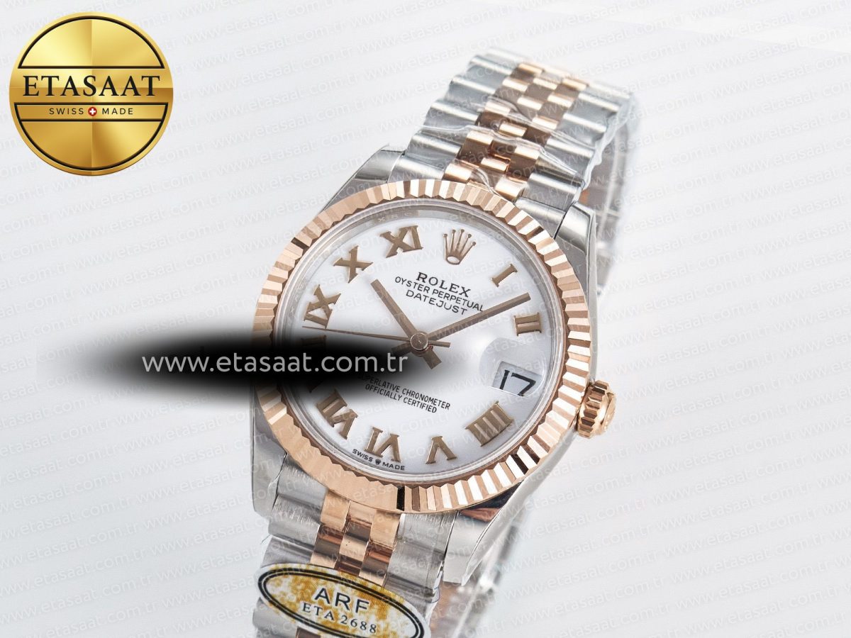 Rolex DateJust 31 278271 ARF 1:1 Best Edition 904L Steel White Roman Dial on SS/RG Jubilee Bracelet ETA 2688 - Görsel 2