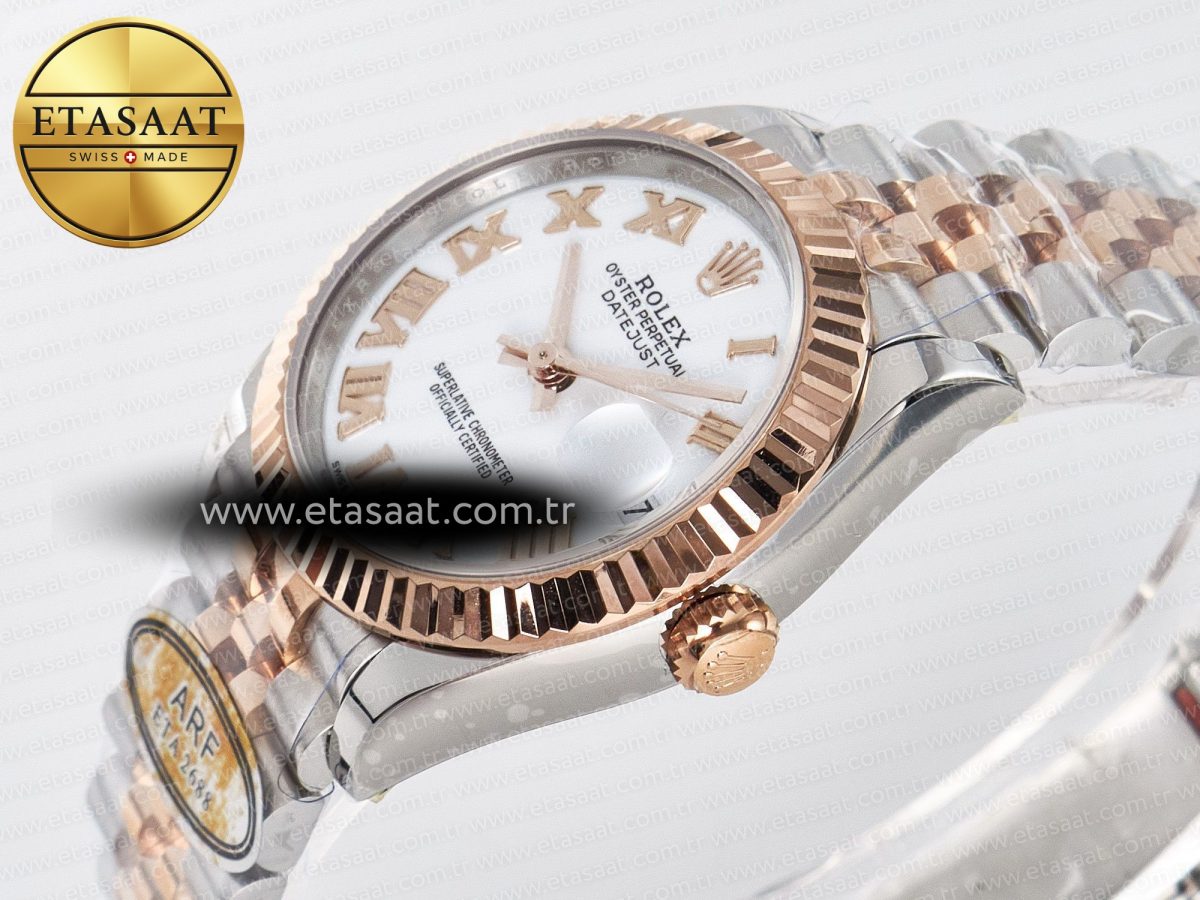 Rolex DateJust 31 278271 ARF 1:1 Best Edition 904L Steel White Roman Dial on SS/RG Jubilee Bracelet ETA 2688 - Görsel 6