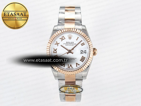 Rolex Datejust 31 278271 ARF Beyaz Roma Kadran Oyster 2688 Eta Saat - 1:1 Süper Klon Replika Saat