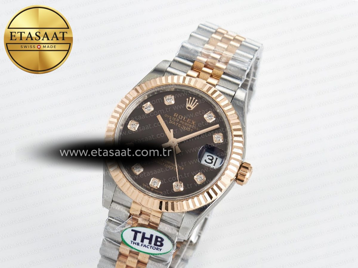 Rolex DateJust 278271 904L Steel Brown Diamonds Dial on SS/RG Cal.2236 - Görsel 1