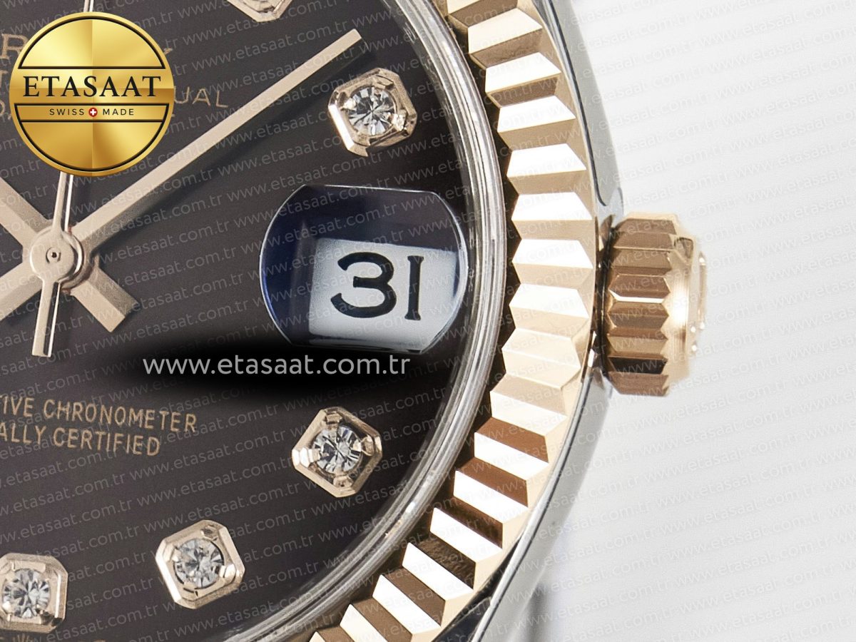 Rolex DateJust 278271 904L Steel Brown Diamonds Dial on SS/RG Cal.2236 - Görsel 11