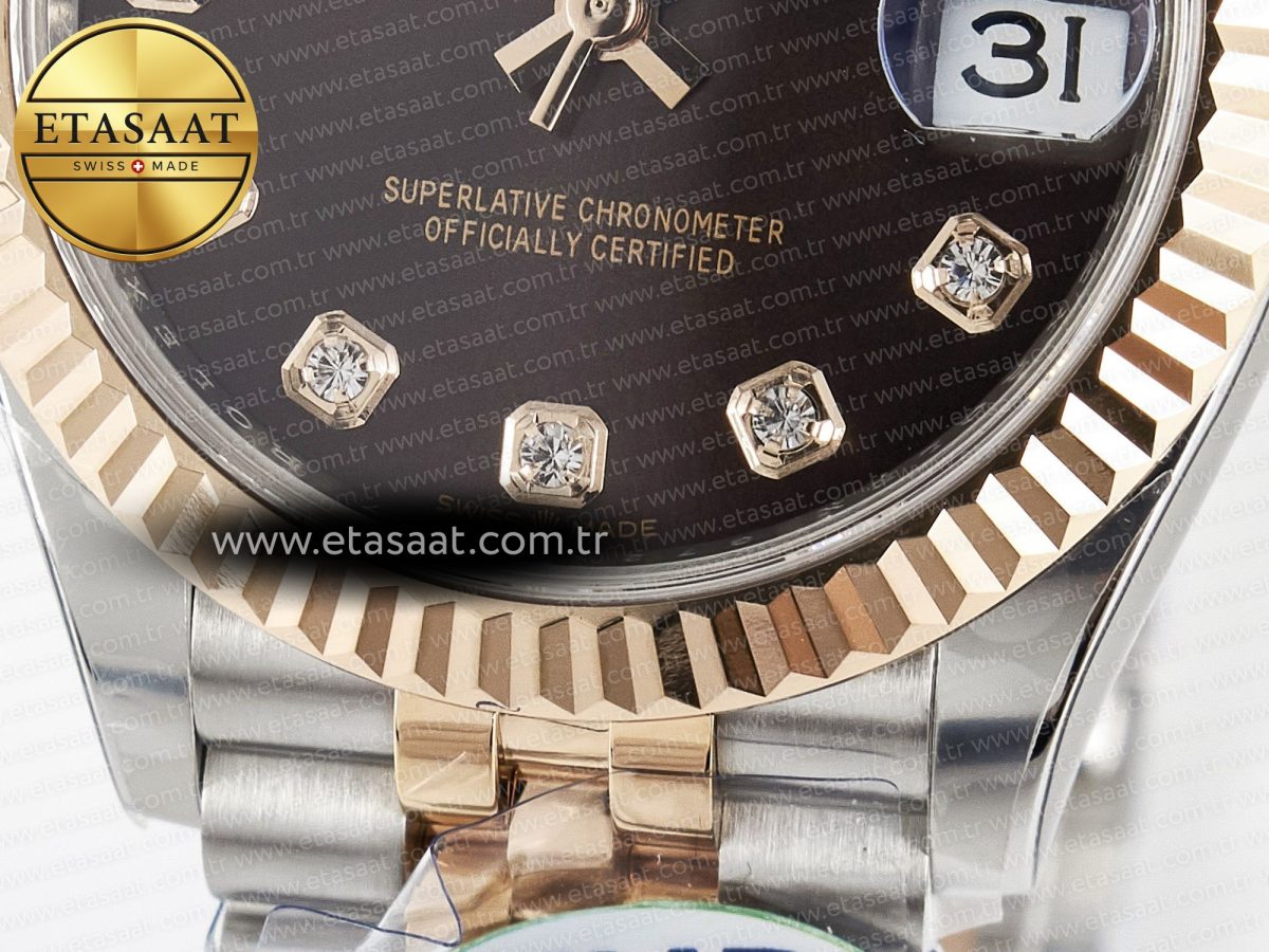 Rolex DateJust 278271 904L Steel Brown Diamonds Dial on SS/RG Cal.2236 - Görsel 12