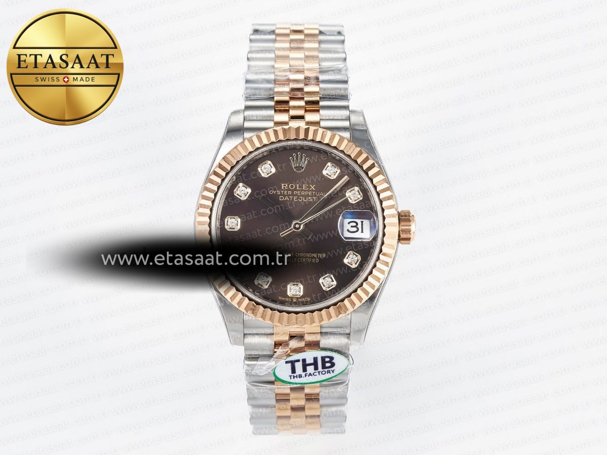 Rolex DateJust 278271 904L Steel Brown Diamonds Dial on SS/RG Cal.2236 - Görsel 3
