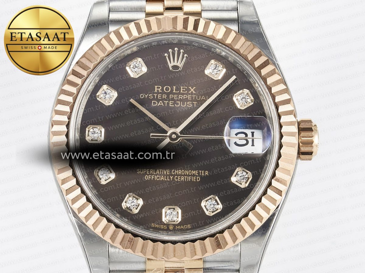 Rolex DateJust 278271 904L Steel Brown Diamonds Dial on SS/RG Cal.2236 - Görsel 4