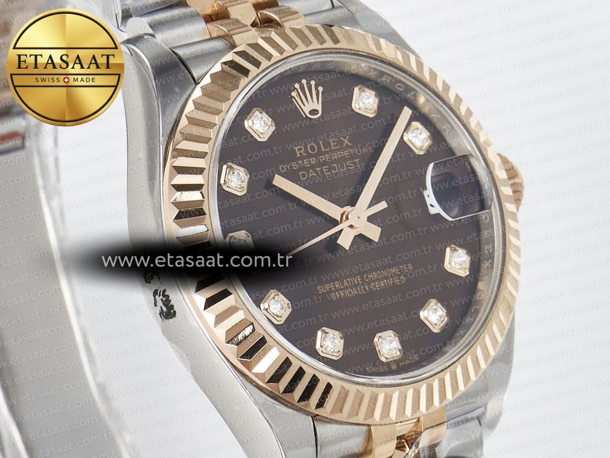 Rolex DateJust 278271 904L Steel Brown Diamonds Dial on SS/RG Cal.2236 - Görsel 5