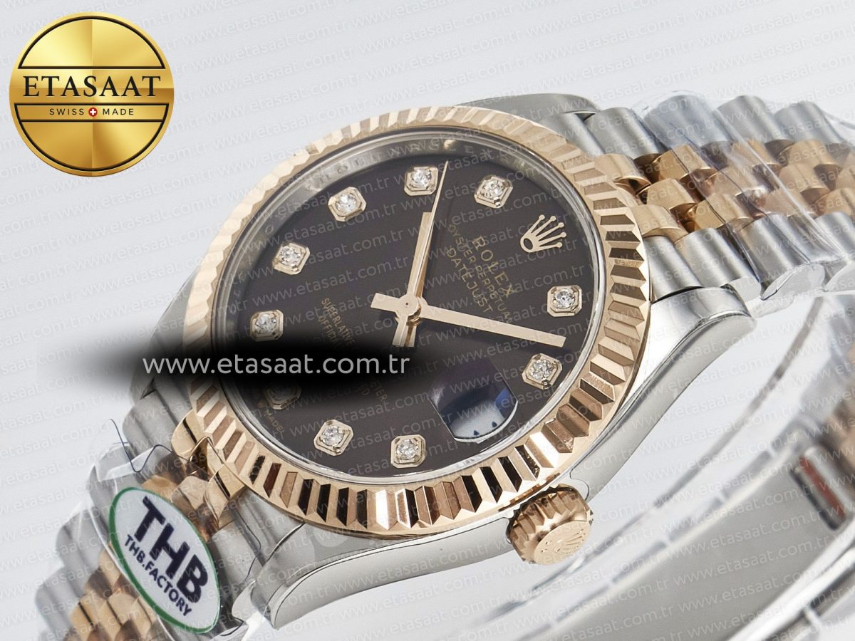 Rolex DateJust 278271 904L Steel Brown Diamonds Dial on SS/RG Cal.2236 - Görsel 6