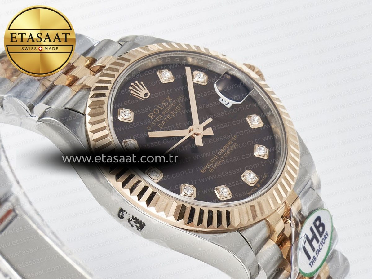 Rolex DateJust 278271 904L Steel Brown Diamonds Dial on SS/RG Cal.2236 - Görsel 7