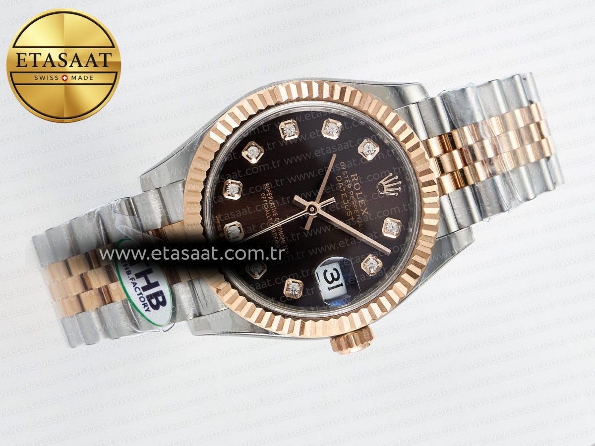 Rolex DateJust 278271 904L Steel Brown Diamonds Dial on SS/RG Cal.2236 - Görsel 8