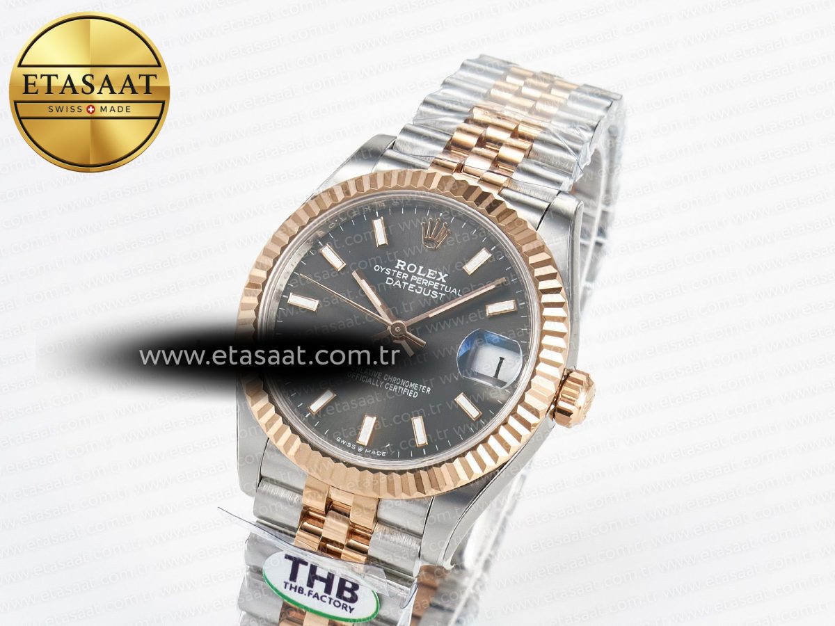 Rolex DateJust 278271 904L Steel Gray Diamonds Dial Stick Marker on SS/RG Cal.2236 - Görsel 1