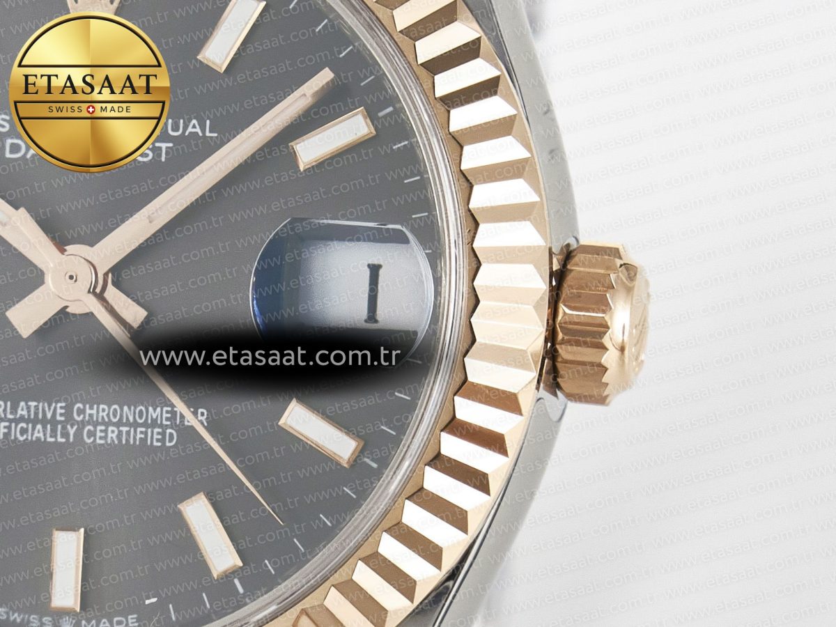 Rolex DateJust 278271 904L Steel Gray Diamonds Dial Stick Marker on SS/RG Cal.2236 - Görsel 11