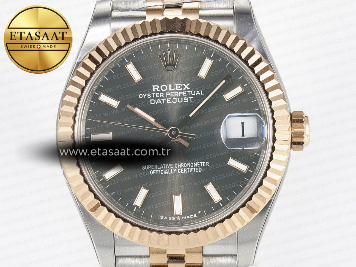 Rolex DateJust 278271 904L Steel Gray Diamonds Dial Stick Marker on SS/RG Cal.2236 - Görsel 4