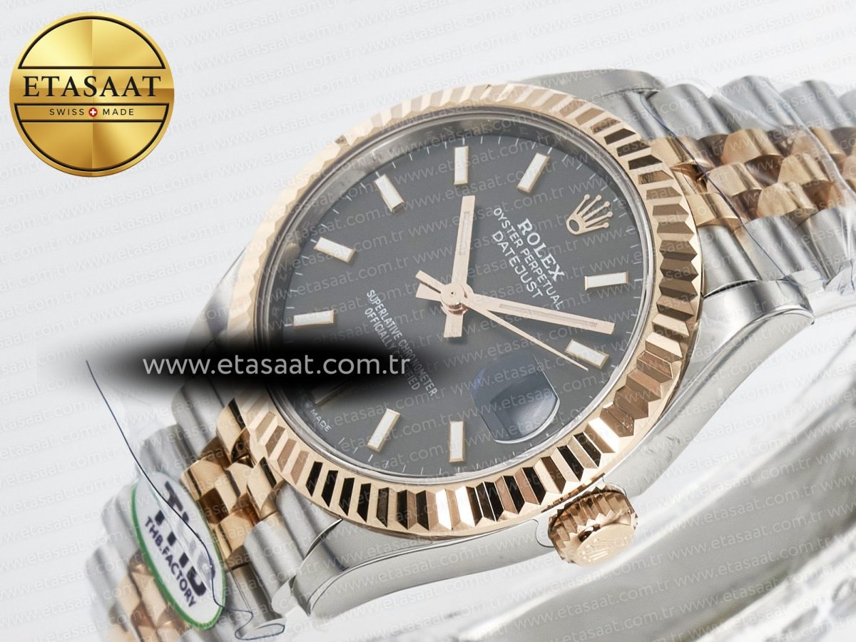 Rolex DateJust 278271 904L Steel Gray Diamonds Dial Stick Marker on SS/RG Cal.2236 - Görsel 6