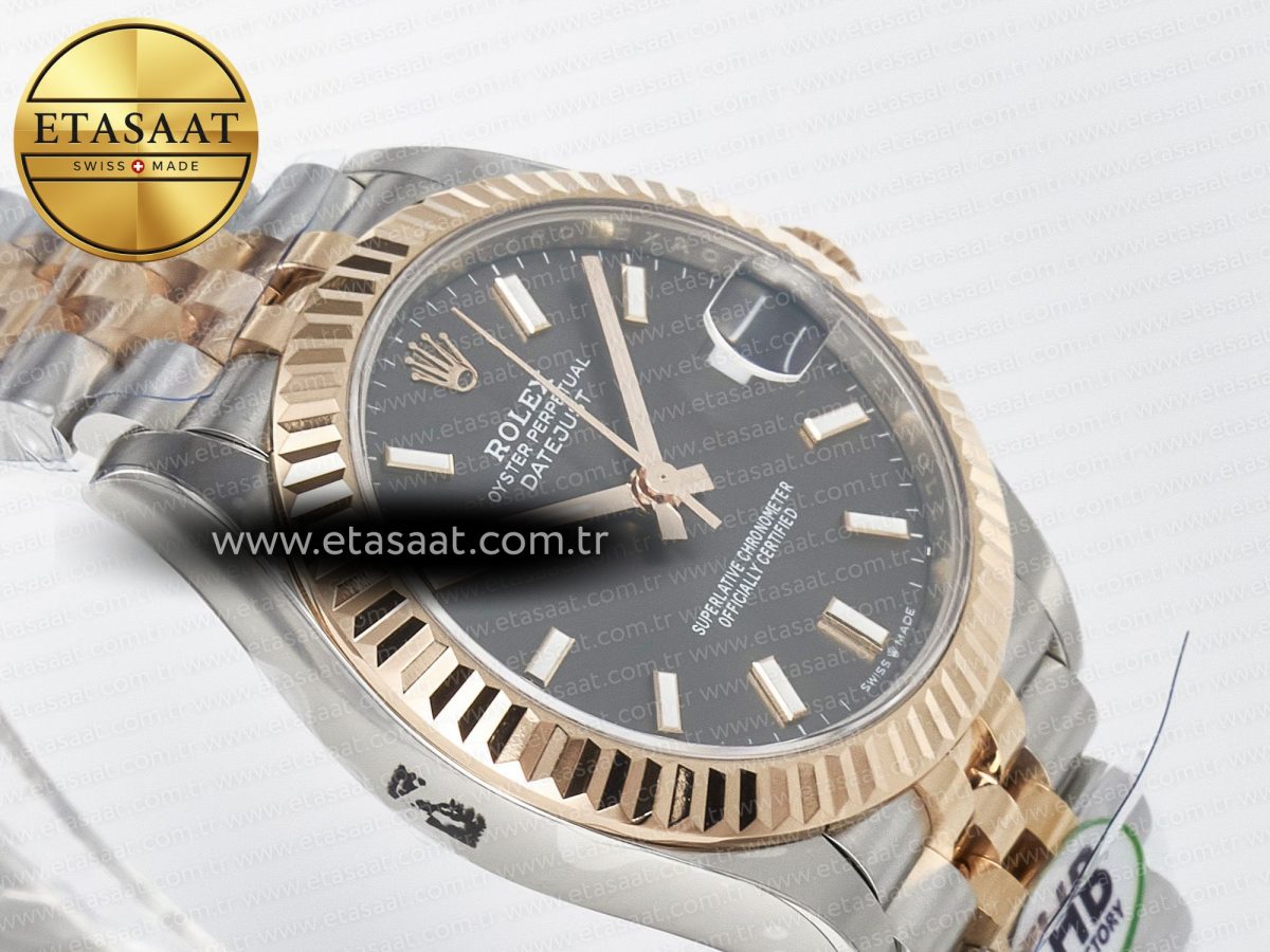 Rolex DateJust 278271 904L Steel Gray Diamonds Dial Stick Marker on SS/RG Cal.2236 - Görsel 7