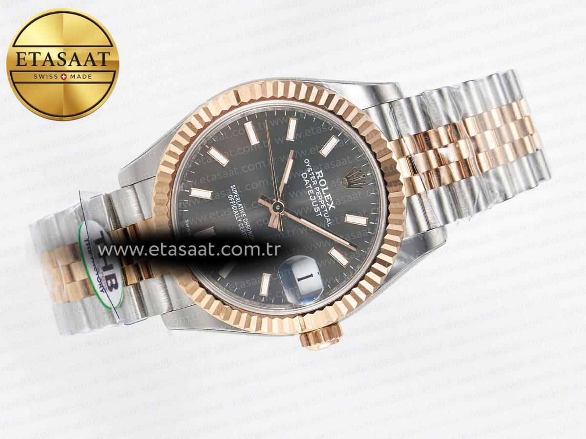 Rolex DateJust 278271 904L Steel Gray Diamonds Dial Stick Marker on SS/RG Cal.2236 - Görsel 8
