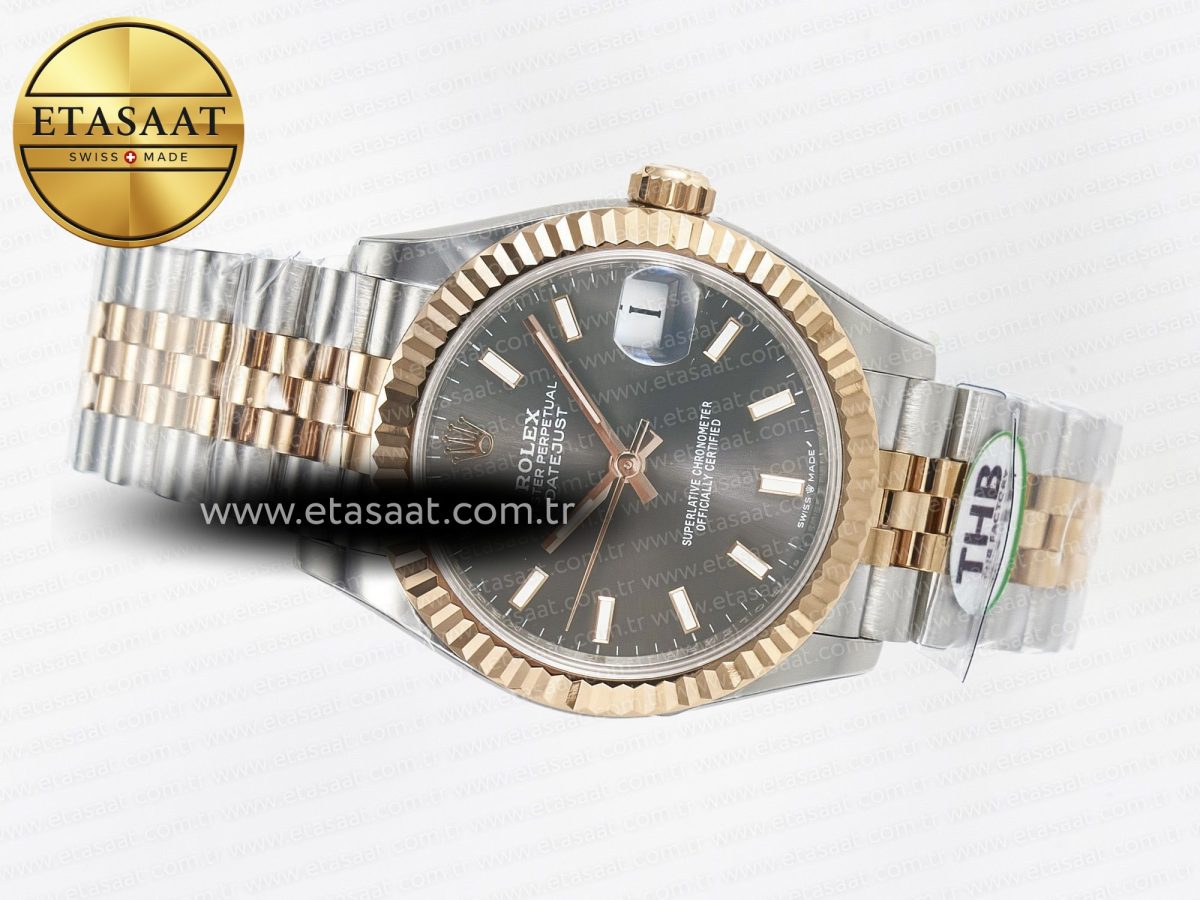 Rolex DateJust 278271 904L Steel Gray Diamonds Dial Stick Marker on SS/RG Cal.2236 - Görsel 9