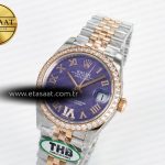 Rolex DateJust 278271 904L Steel  Purple Roman Dial Diamonds Bezel on SS/RG Cal.2236