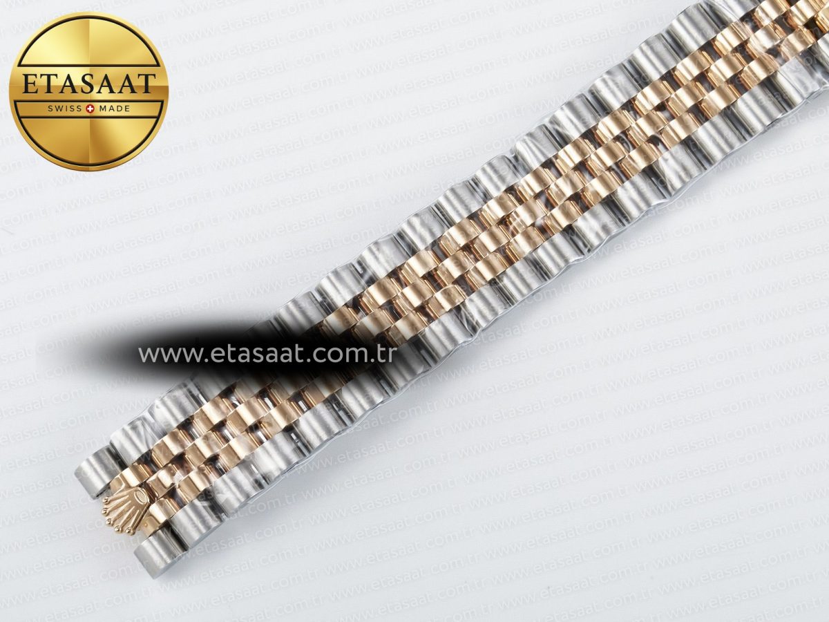 Rolex DateJust 278271 904L Steel  Purple Roman Dial Diamonds Bezel on SS/RG Cal.2236 - Görsel 27