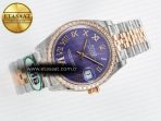 Rolex DateJust 278271 904L Steel Purple Roman Dial Diamonds Bezel on SS/RG Cal.2236 - Görsel 8