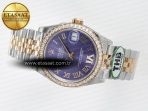 Rolex DateJust 278271 904L Steel Purple Roman Dial Diamonds Bezel on SS/RG Cal.2236 - Görsel 9