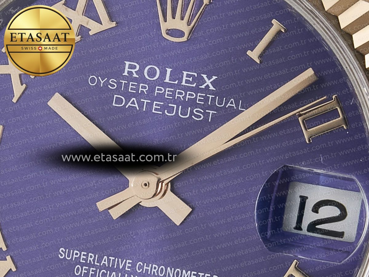 Rolex DateJust 278271 904L Steel Purple Roman Diamonds Dial on SS/RG Cal.2236 - Görsel 10
