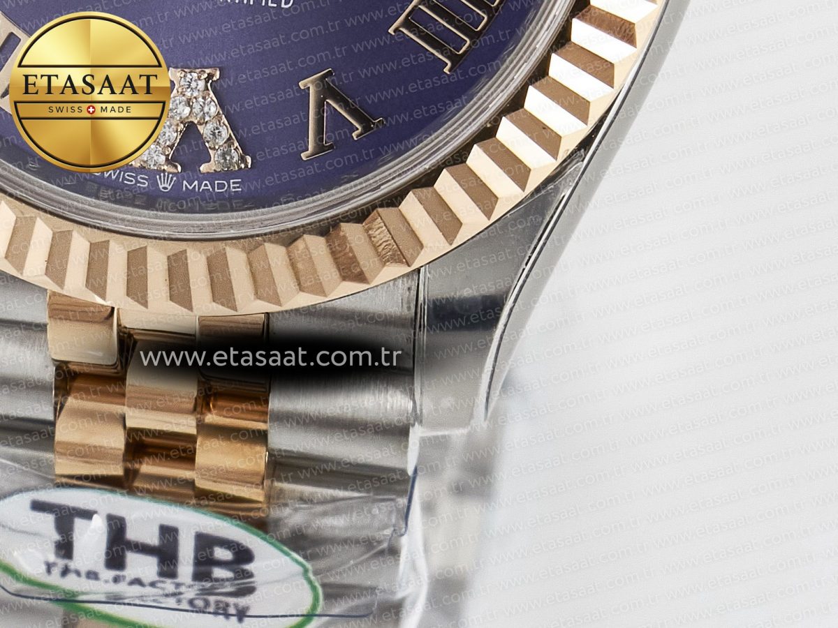 Rolex DateJust 278271 904L Steel Purple Roman Diamonds Dial on SS/RG Cal.2236 - Görsel 13