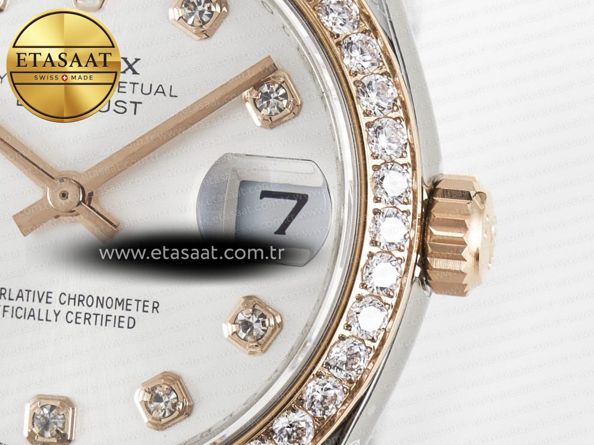 Rolex DateJust 278271 904L Steel White Diamonds Dial Diamonds Bezel on SS/RG Cal.2236 - Görsel 11