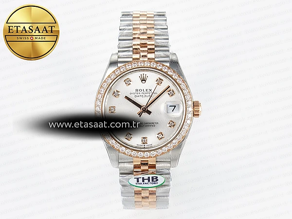 Rolex Datejust 278271 Beyaz Pırlanta Kadran Cal.2236 Eta Saat - 1:1 Süper Klon Replika Saat
