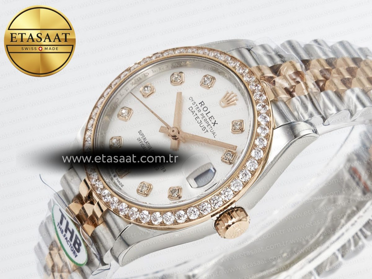Rolex DateJust 278271 904L Steel White Diamonds Dial Diamonds Bezel on SS/RG Cal.2236 - Görsel 6