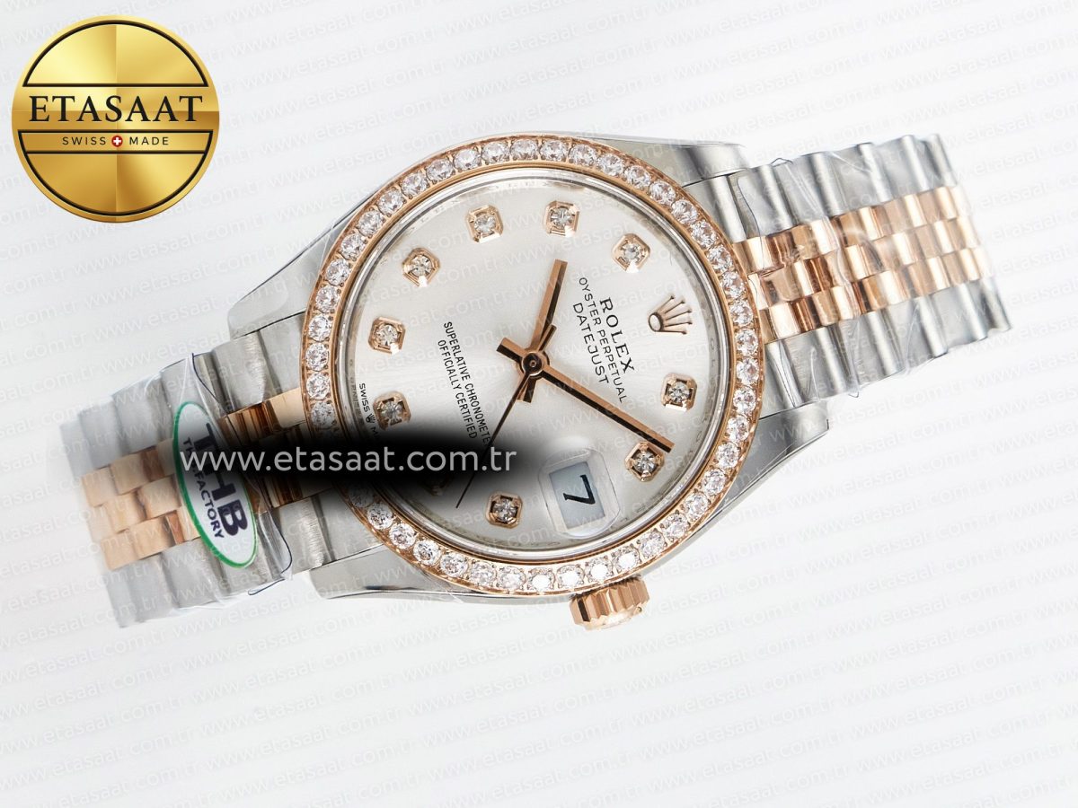 Rolex DateJust 278271 904L Steel White Diamonds Dial Diamonds Bezel on SS/RG Cal.2236 - Görsel 8