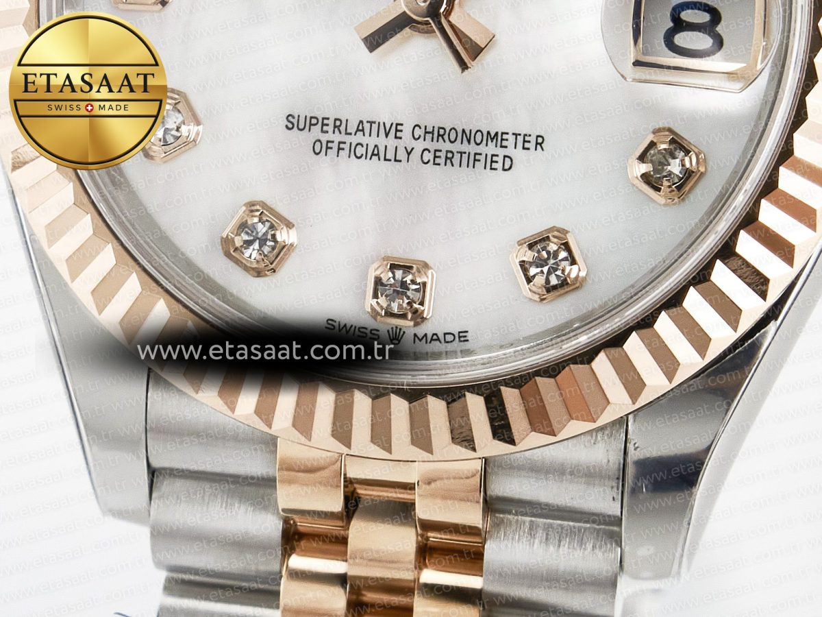 Rolex DateJust 278271 904L Steel White Diamonds Dial on SS/RG Cal.2236 - Görsel 12