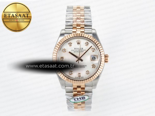 Rolex Datejust 278271 Beyaz Pırlanta Kadran Cal.2236 S2 Eta Saat - 1:1 Süper Klon Replika Saat