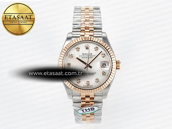 Rolex Datejust 278271 Beyaz Pırlanta Kadran Cal.2236 S2 Eta Saat - 1:1 Süper Klon Replika Saat
