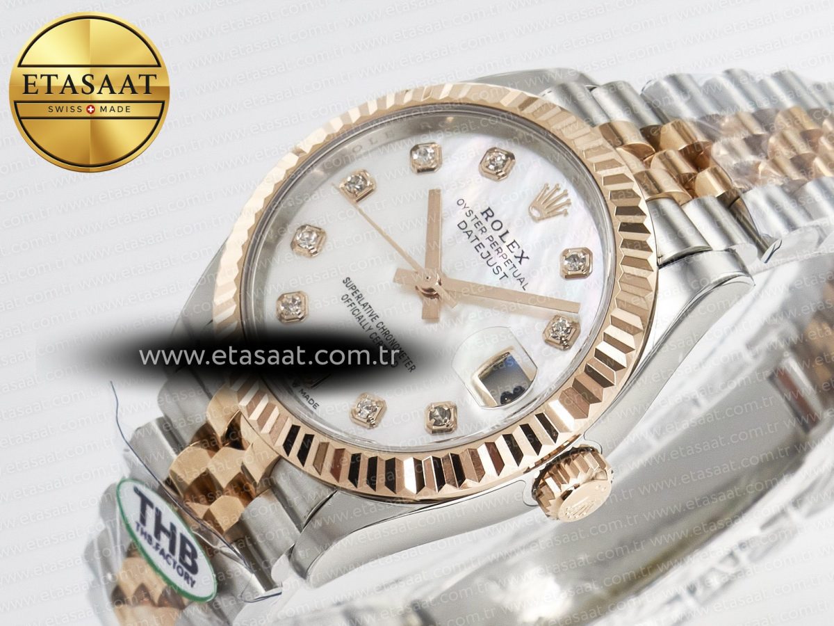 Rolex DateJust 278271 904L Steel White Diamonds Dial on SS/RG Cal.2236 - Görsel 6
