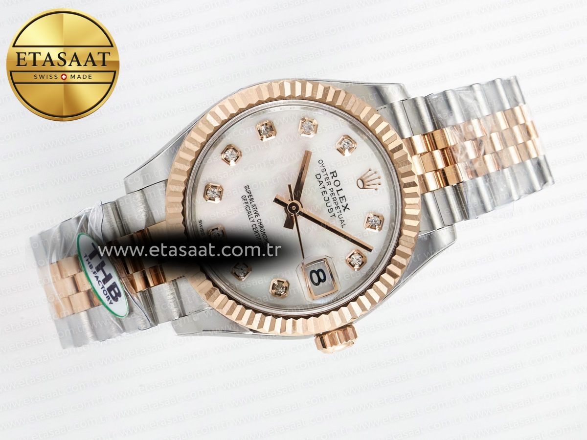 Rolex DateJust 278271 904L Steel White Diamonds Dial on SS/RG Cal.2236 - Görsel 8