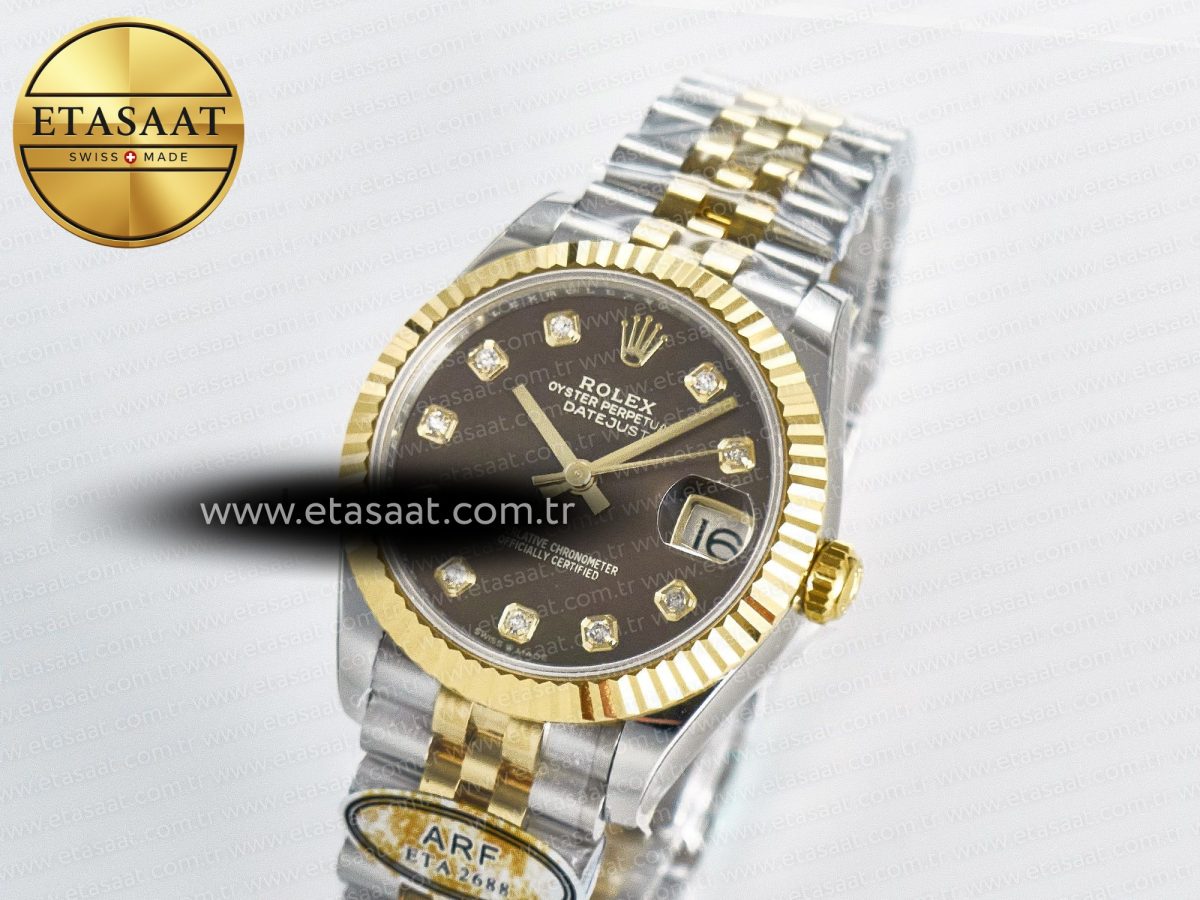 Rolex DateJust 31 278273 ARF 1:1 Best Edition 904L Steel Brown Diamonds Dial on SS/YG Jubilee Bracelet ETA 2688 - Görsel 2