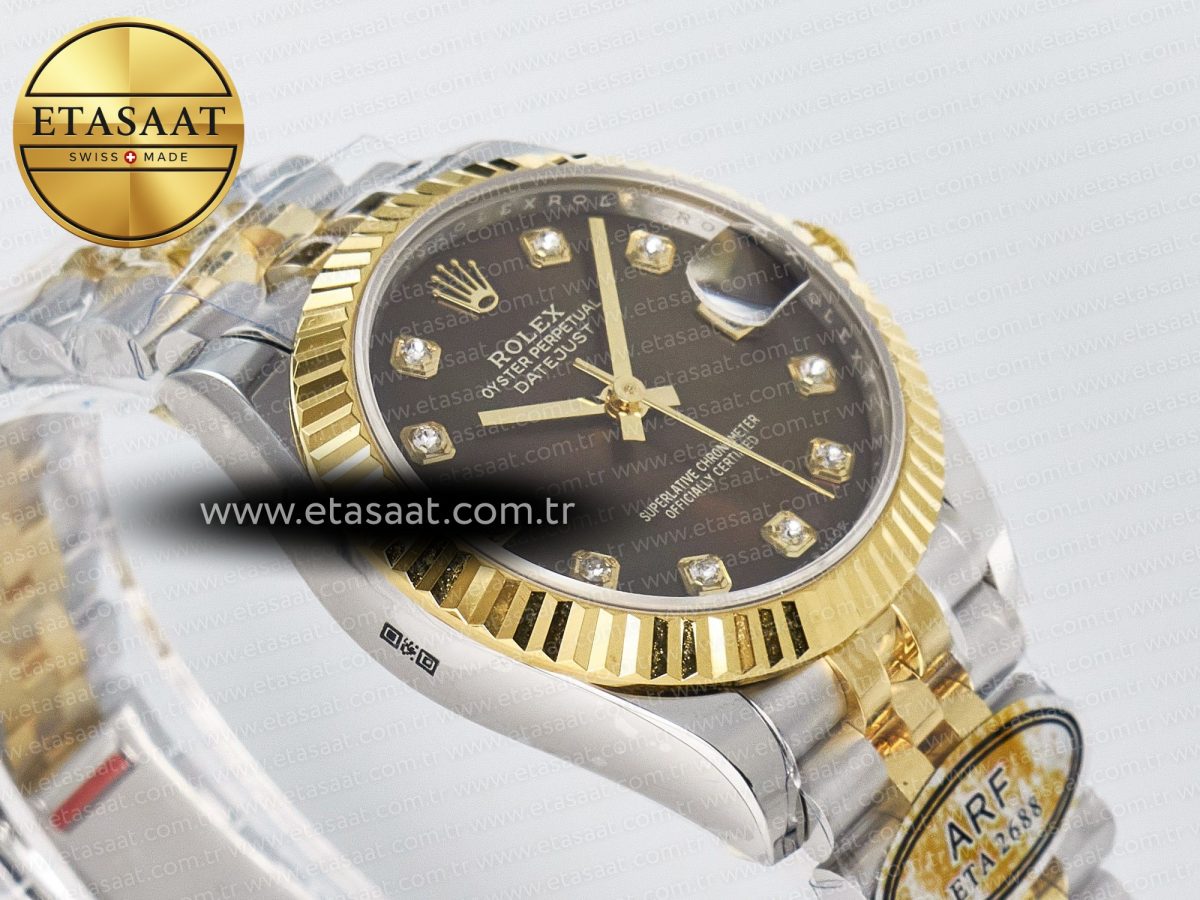 Rolex DateJust 31 278273 ARF 1:1 Best Edition 904L Steel Brown Diamonds Dial on SS/YG Jubilee Bracelet ETA 2688 - Görsel 7