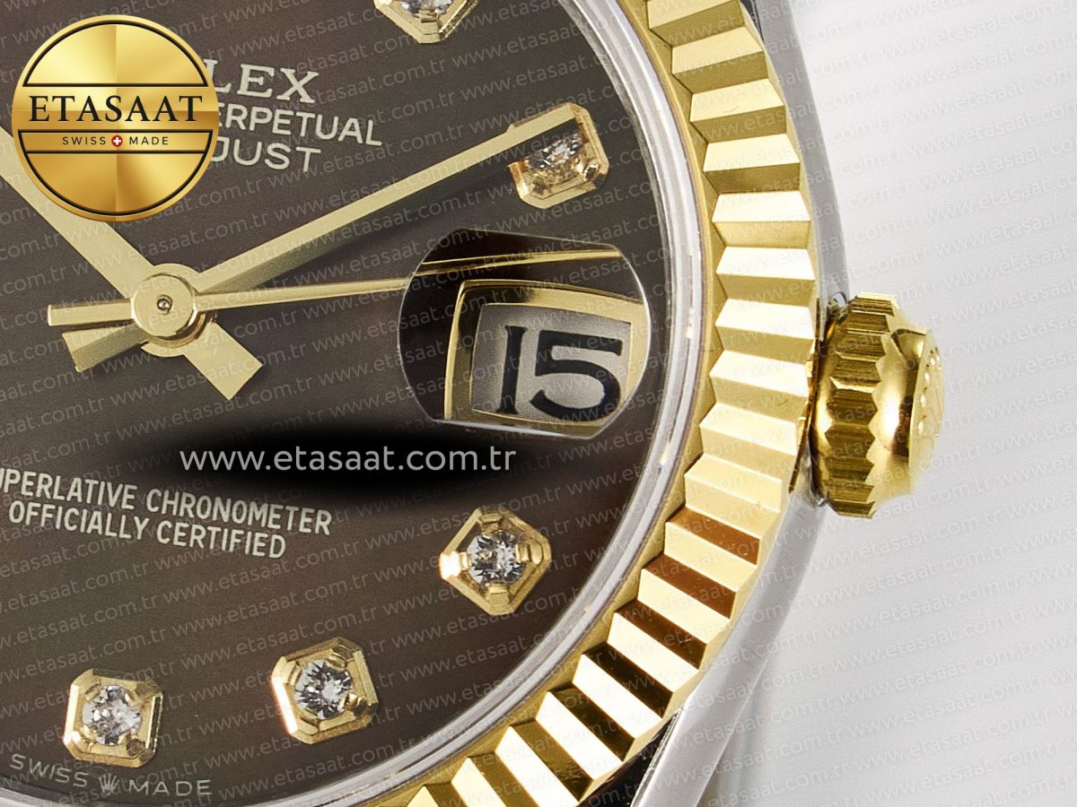 Rolex DateJust 31 278273 ARF 1:1 Best Edition 904L Steel Brown Diamonds Dial on SS/YG Oyster Bracelet ETA 2688 - Görsel 11