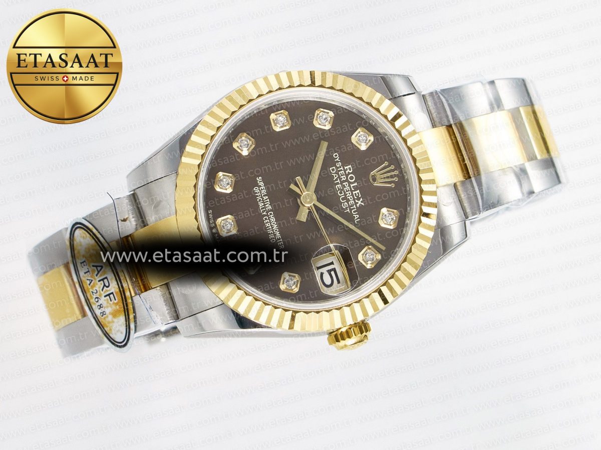 Rolex DateJust 31 278273 ARF 1:1 Best Edition 904L Steel Brown Diamonds Dial on SS/YG Oyster Bracelet ETA 2688 - Görsel 8
