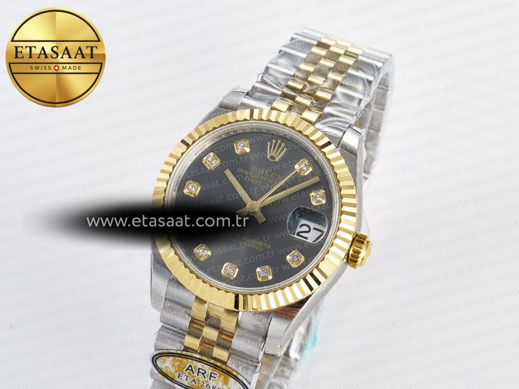datejust 31 278273 arf 11 best edition 904l steel gray diamonds dial on ss yg jubilee bracelet eta 26882