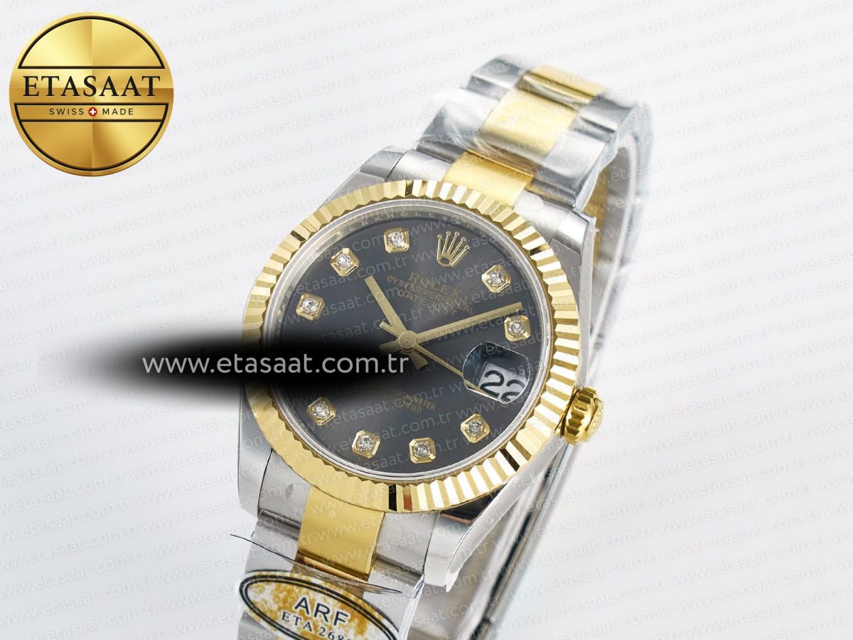 Rolex DateJust 31 278273 ARF 1:1 Best Edition 904L Steel Gray Diamonds Dial on SS/YG Oyster Bracelet ETA 2688 - Görsel 1