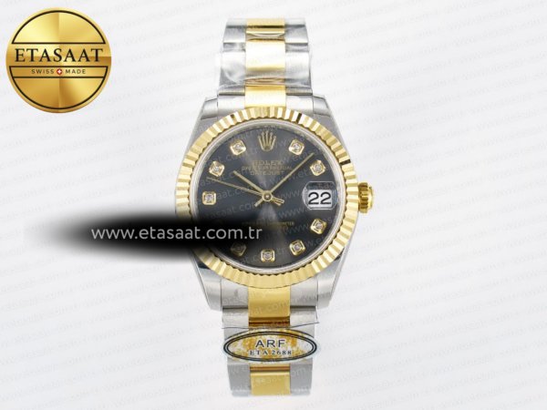 Rolex Datejust 31 278273 ARF Gri Pırlantalı Kadran 2688 11 Eta Saat - 1:1 Süper Klon Replika Saat