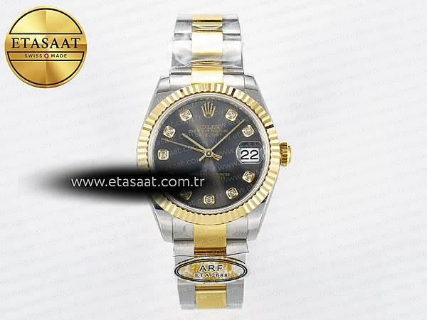 Rolex Datejust 31 278273 ARF Gri Pırlantalı Kadran 2688 11 Eta Saat - 1:1 Süper Klon Replika Saat