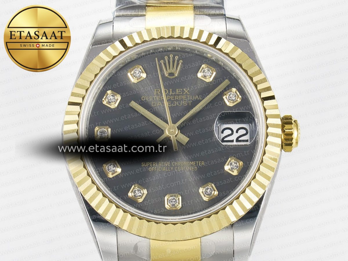 Rolex DateJust 31 278273 ARF 1:1 Best Edition 904L Steel Gray Diamonds Dial on SS/YG Oyster Bracelet ETA 2688 - Görsel 4