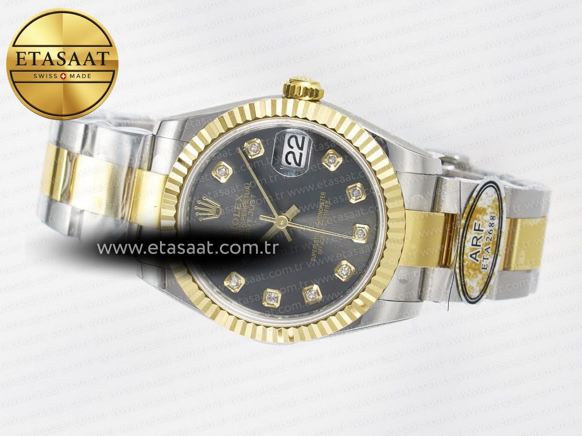 Rolex DateJust 31 278273 ARF 1:1 Best Edition 904L Steel Gray Diamonds Dial on SS/YG Oyster Bracelet ETA 2688 - Görsel 9