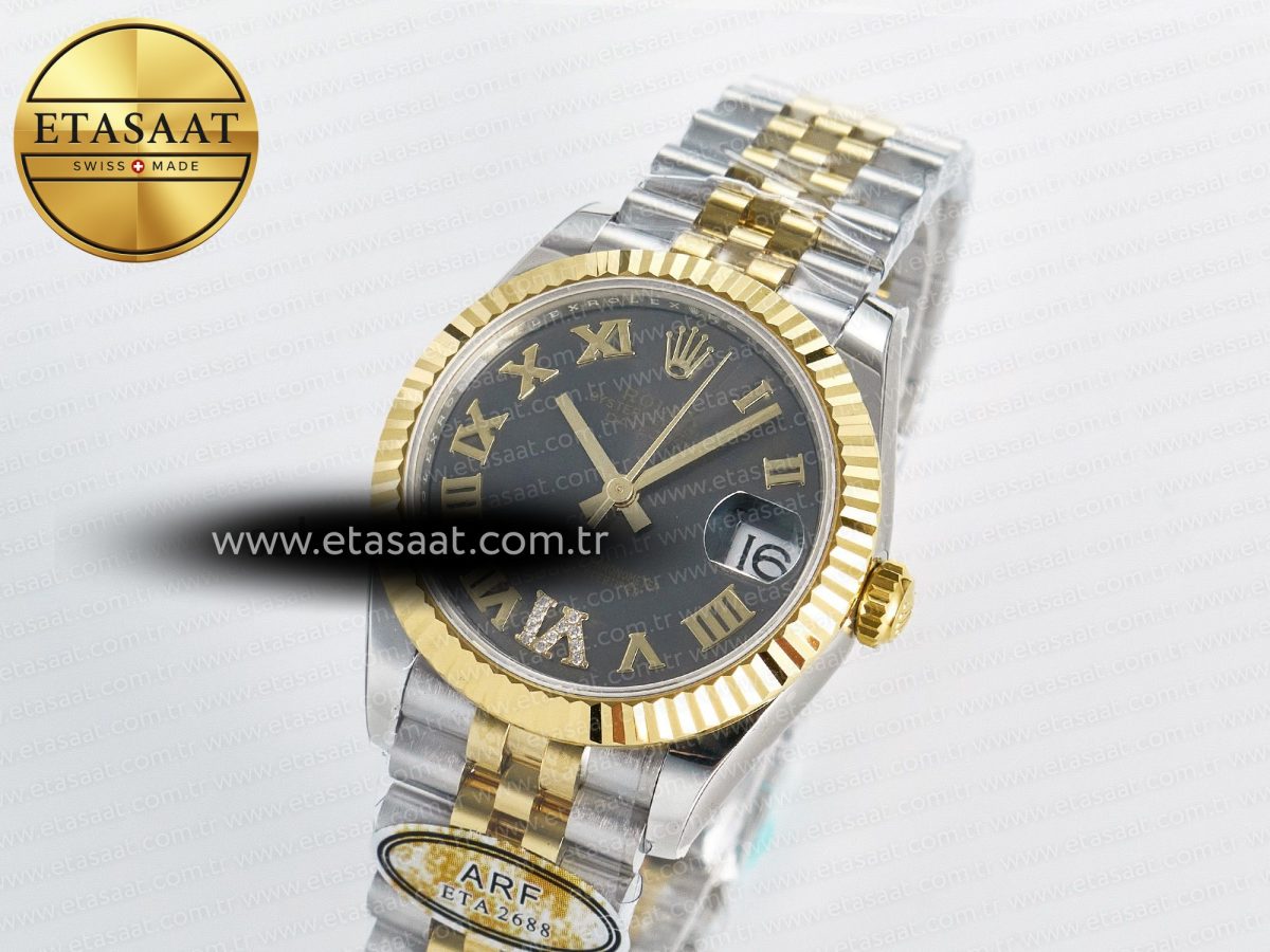 Rolex DateJust 31 278273 ARF 1:1 Best Edition 904L Steel Gray Roman Diamonds Dial on SS/YG Jubilee Bracelet ETA 2688 - Görsel 1