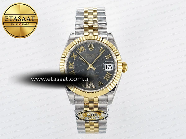 Rolex Datejust 31 278273 ARF Gri Roma Pırlanta Jubilee 2688 Eta Saat - 1:1 Süper Klon Replika Saat