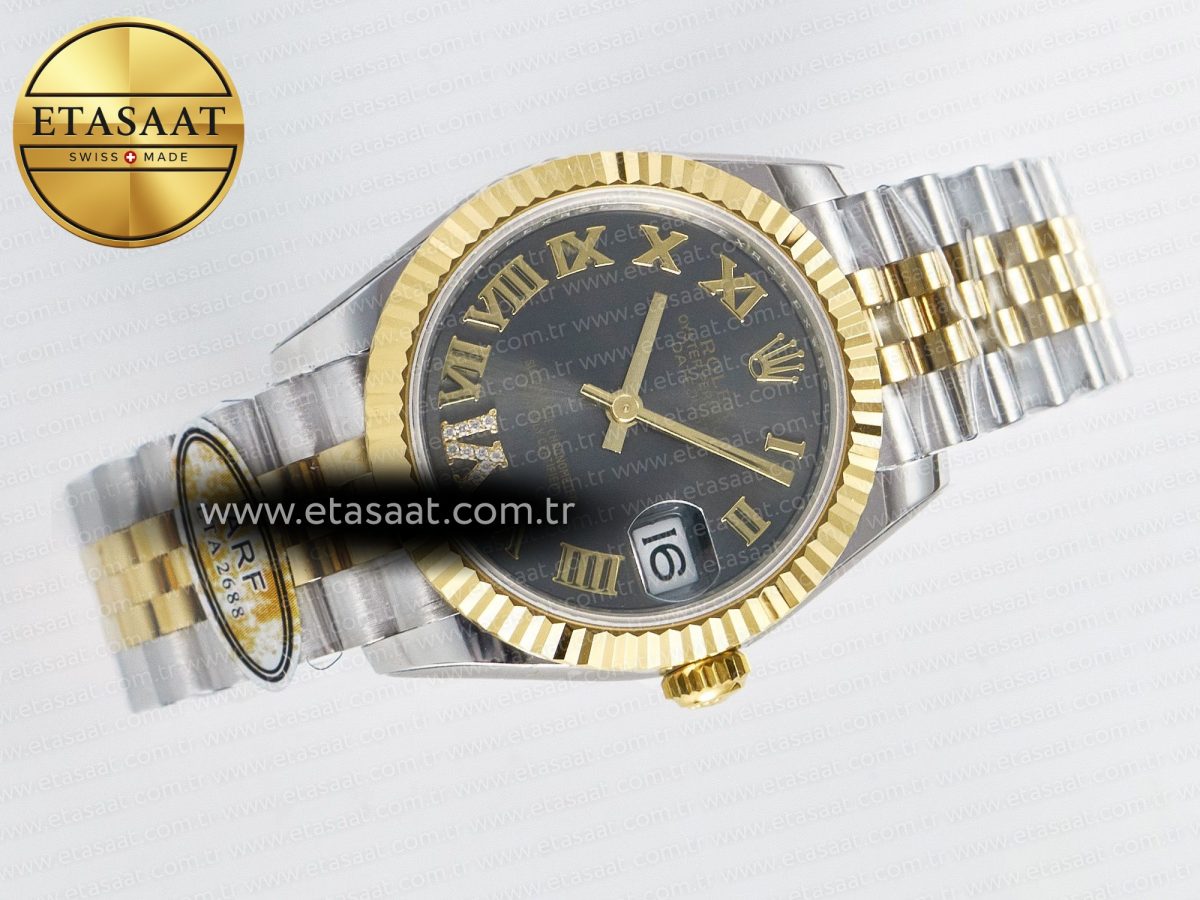 Rolex DateJust 31 278273 ARF 1:1 Best Edition 904L Steel Gray Roman Diamonds Dial on SS/YG Jubilee Bracelet ETA 2688 - Görsel 8